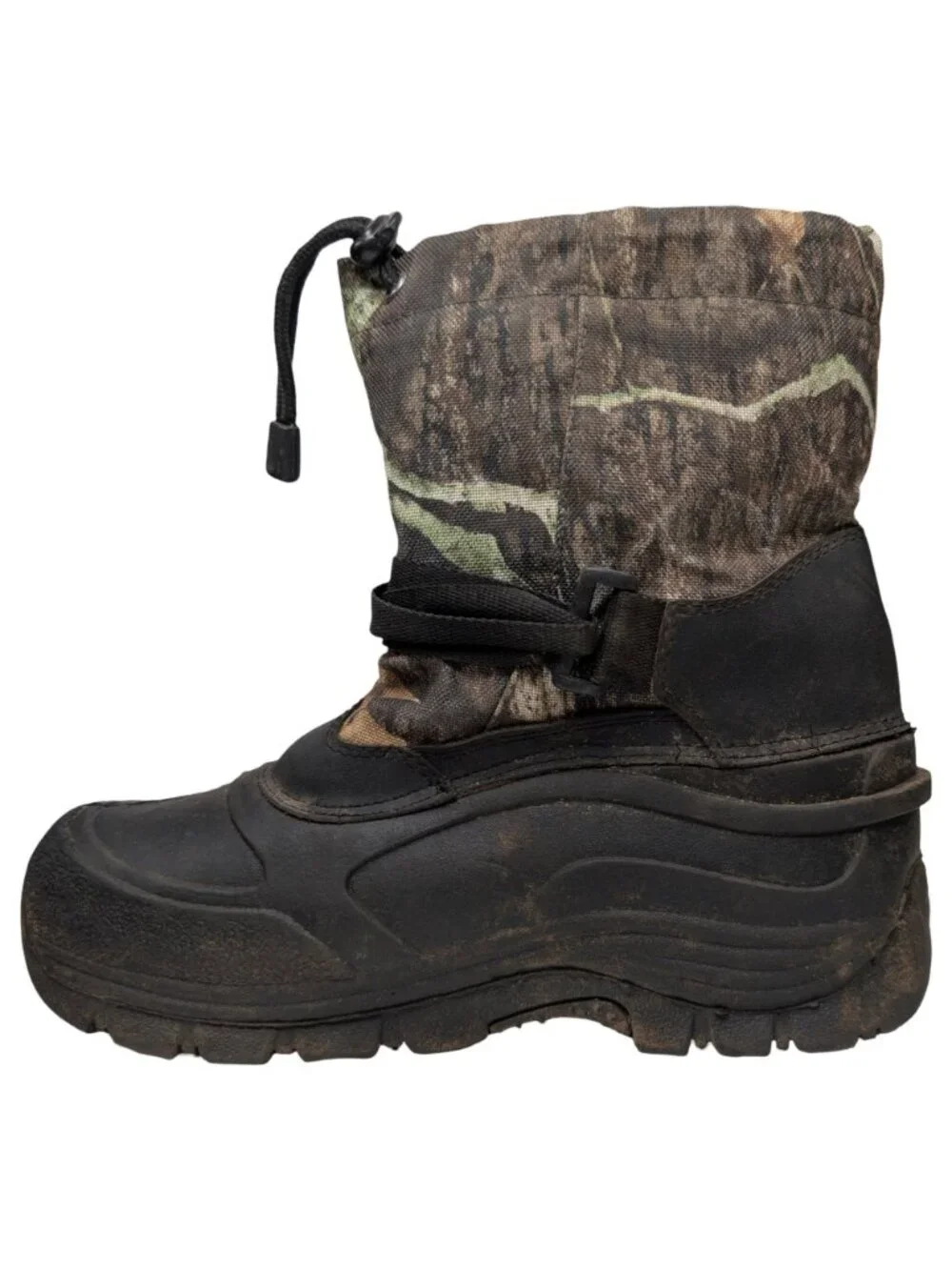 Game Winner Camo Hunting Boots Boys Green Brown Outdoor Winter Snow Size 4